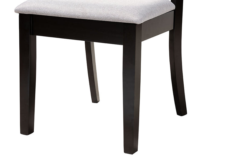 Deanna Modern Gray Fabric and Dark Brown 5-Piece Dining Set Baxton