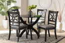 Deanna Modern Gray Fabric and Dark Brown 5-Piece Dining Set Baxton