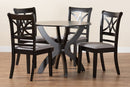 Deanna Modern Gray Fabric and Dark Brown 5-Piece Dining Set Baxton