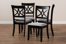 Oreille Gray Fabric Upholstered and Espresso Brown 4Pc Dining Chair Set Baxton