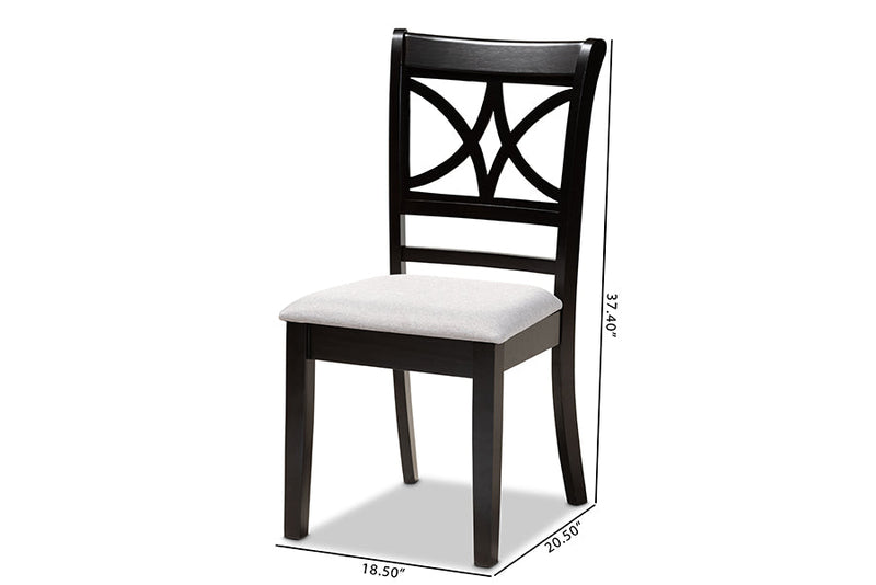 Oreille Gray Fabric Upholstered and Espresso Brown 4Pc Dining Chair Set Baxton