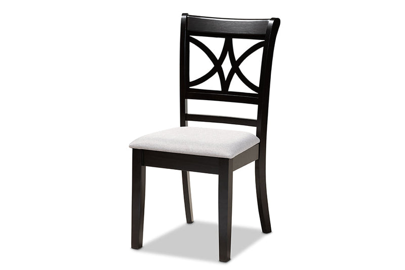 Oreille Gray Fabric Upholstered and Espresso Brown 5-Piece Dining Set Baxton