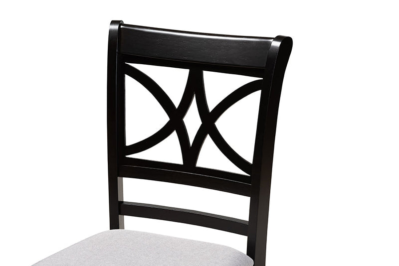 Oreille Gray Fabric Upholstered and Espresso Brown 5-Piece Dining Set Baxton