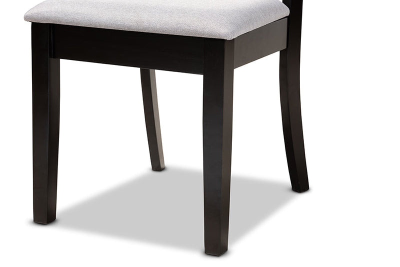 Oreille Gray Fabric Upholstered and Espresso Brown 5-Piece Dining Set Baxton