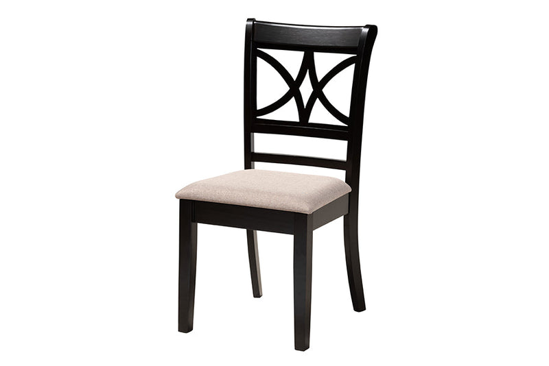 Duncan Modern Beige Fabric and Dark Brown 5-Piece Dining Set Baxton