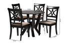 Sophie Modern Beige Fabric and Dark Brown 5-Piece Dining Set Baxton