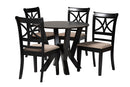 Sophie Modern Beige Fabric and Dark Brown 5-Piece Dining Set Baxton