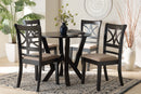 Sophie Modern Beige Fabric and Dark Brown 5-Piece Dining Set Baxton