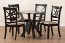 Sophie Modern Beige Fabric and Dark Brown 5-Piece Dining Set Baxton