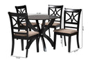 Deanna Modern Beige Fabric and Dark Brown 5-Piece Dining Set Baxton
