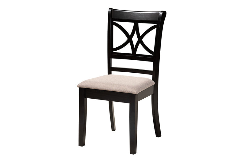 Deanna Modern Beige Fabric and Dark Brown 5-Piece Dining Set Baxton