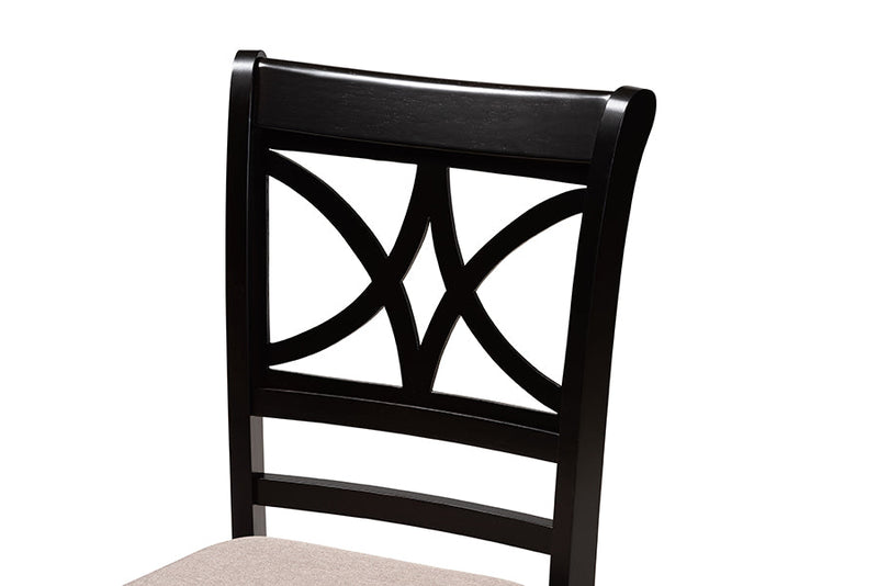 Deanna Modern Beige Fabric and Dark Brown 5-Piece Dining Set Baxton