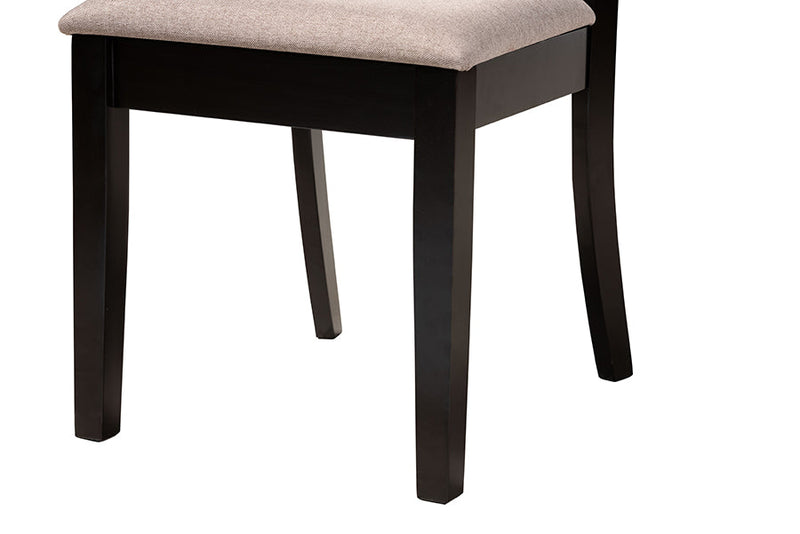 Deanna Modern Beige Fabric and Dark Brown 5-Piece Dining Set Baxton