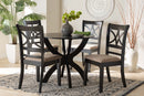 Deanna Modern Beige Fabric and Dark Brown 5-Piece Dining Set Baxton