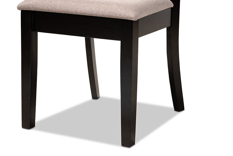 Oreille Sand Fabric Upholstered and Espresso Brown 4Pc Dining Chair Set Baxton