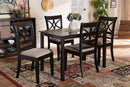 Oreille Sand Fabric Upholstered and Espresso Brown 5-Piece Dining Set Baxton
