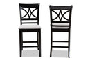 Lino Gray Fabric Espresso Brown 2Pc Counter Height Pub Chair Set Baxton