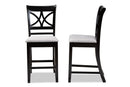 Lino Gray Fabric Espresso Brown 2Pc Counter Height Pub Chair Set Baxton