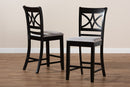 Lino Gray Fabric Espresso Brown 2Pc Counter Height Pub Chair Set Baxton