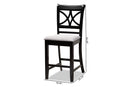 Lino Gray Fabric Espresso Brown 2Pc Counter Height Pub Chair Set Baxton