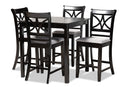 Lino Gray Fabric Espresso Brown 5-Piece Counter Height Pub Dining Set Baxton