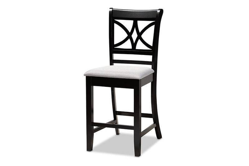 Lino Gray Fabric Espresso Brown 5-Piece Counter Height Pub Dining Set Baxton