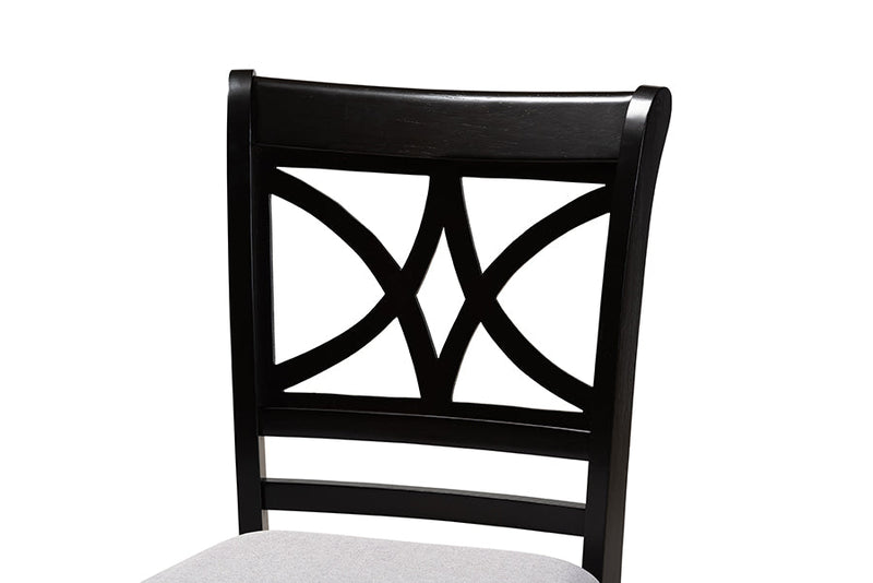 Lino Gray Fabric Espresso Brown 5-Piece Counter Height Pub Dining Set Baxton