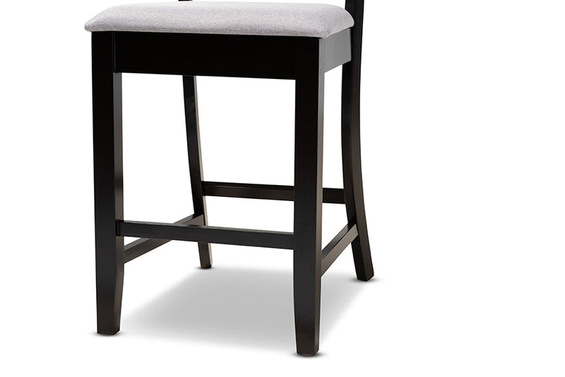 Lino Gray Fabric Espresso Brown 5-Piece Counter Height Pub Dining Set Baxton