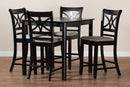 Lino Gray Fabric Espresso Brown 5-Piece Counter Height Pub Dining Set Baxton