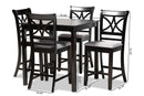 Lino Gray Fabric Espresso Brown 5-Piece Counter Height Pub Dining Set Baxton