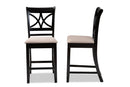 Lino Sand Fabric Espresso Brown 2Pc Counter Height Pub Chair Set Baxton