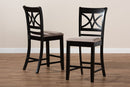 Lino Sand Fabric Espresso Brown 2Pc Counter Height Pub Chair Set Baxton