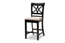 Lino Sand Fabric Espresso Brown 5-Piece Counter Height Pub Dining Set Baxton