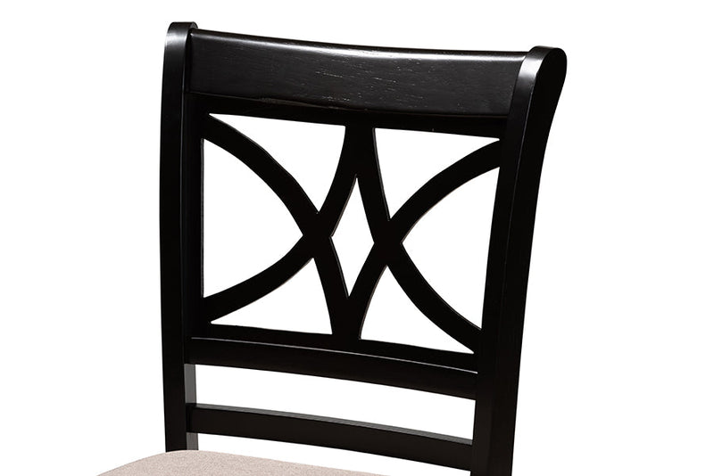 Lino Sand Fabric Espresso Brown 5-Piece Counter Height Pub Dining Set Baxton