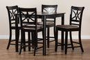 Lino Sand Fabric Espresso Brown 5-Piece Counter Height Pub Dining Set Baxton