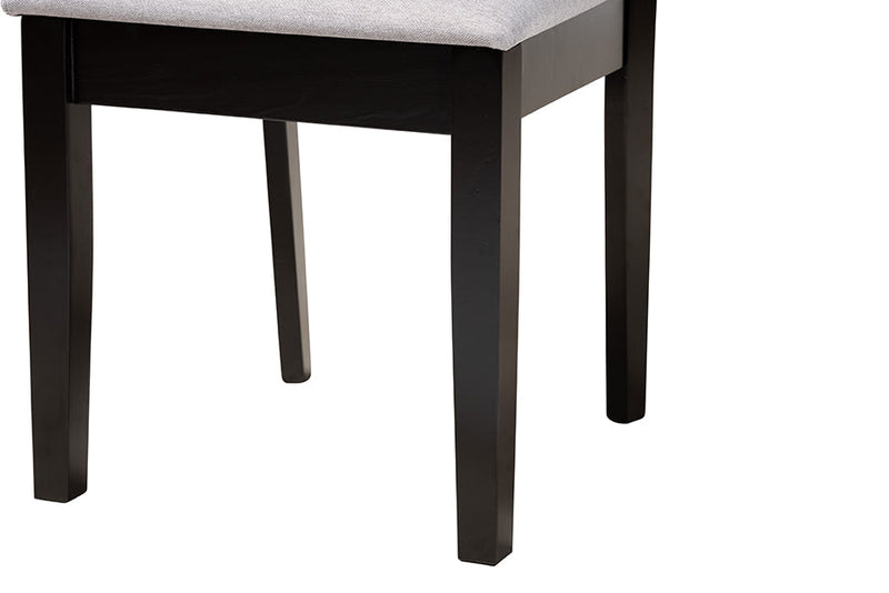 Ambra Modern Gray Fabric and Espresso Brown 5-Piece Dining Set Baxton