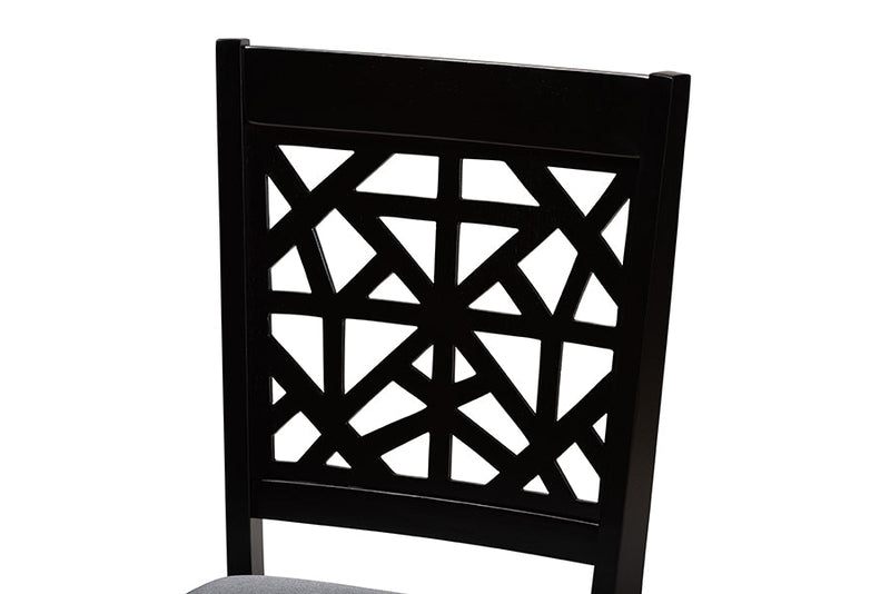 Demitasse Modern Gray Fabric and Dark Brown 5-Piece Dining Set Baxton