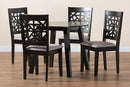 Demitasse Modern Gray Fabric and Dark Brown 5-Piece Dining Set Baxton