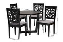 Nevan Moden Gray Fabric and Dark Brown 5-Piece Dining Set Baxton