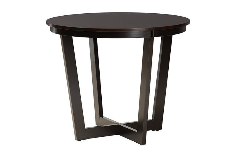 Nevan Moden Gray Fabric and Dark Brown 5-Piece Dining Set Baxton