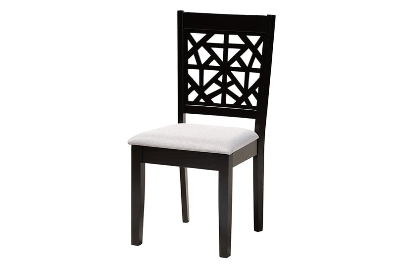 Gerhardine Modern Gray Fabric and Dark Brown 5-Piece Dining Set Baxton