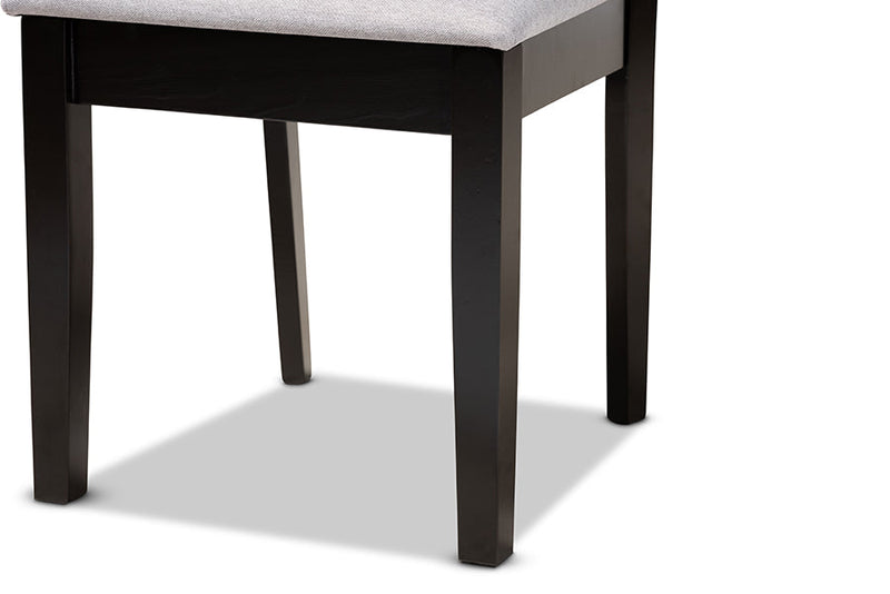 Rockwell Gray Fabric Upholstered and Espresso Brown 4Pc Dining Chair Set Baxton