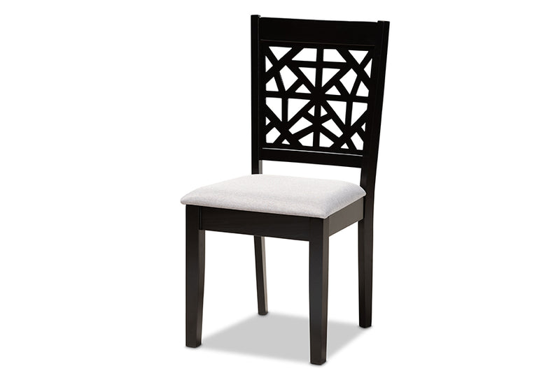 Rockwell Modern and Contemporary Gray Fabric Upholstered and Espresso Brown Finished Wood 5-Piece Dining Set