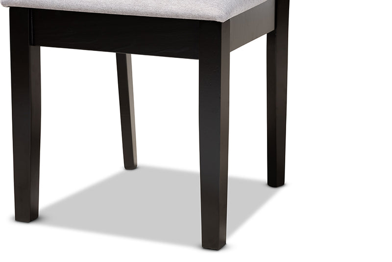 Rockwell Modern and Contemporary Gray Fabric Upholstered and Espresso Brown Finished Wood 5-Piece Dining Set