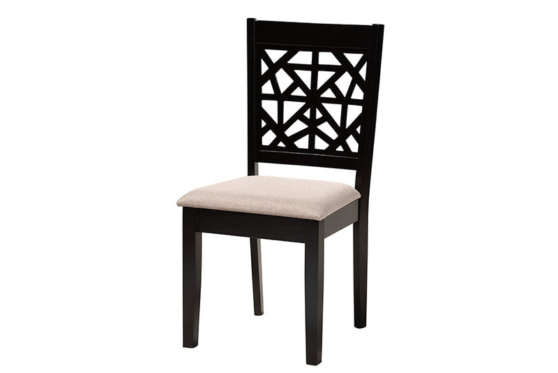 Ambra Modern Beige Fabric and Espresso Brown 5-Piece Dining Set Baxton