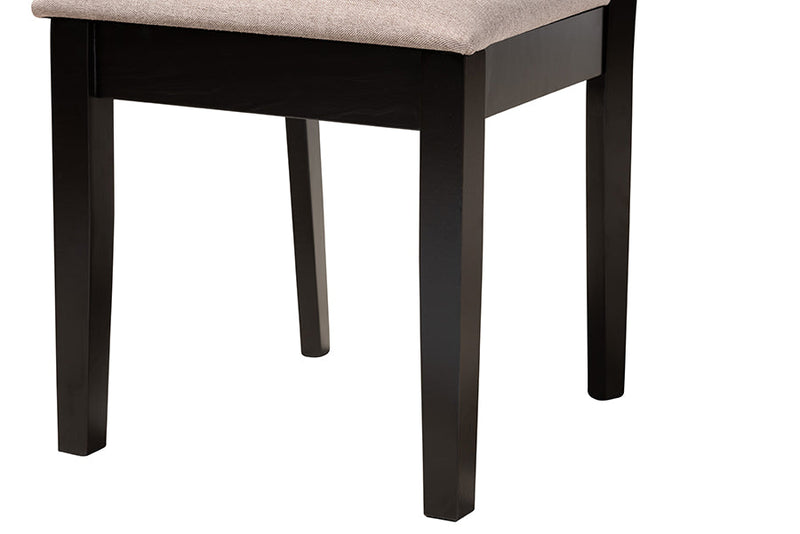 Ambra Modern Beige Fabric and Espresso Brown 5-Piece Dining Set Baxton