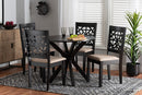Ambra Modern Beige Fabric and Espresso Brown 5-Piece Dining Set Baxton