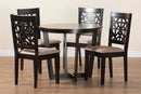 Nevan Moden Beige Fabric and Dark Brown 5-Piece Dining Set Baxton