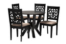 Gerhardine Modern Beige Fabric and Dark Brown 5-Piece Dining Set Baxton