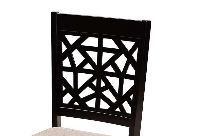 Gerhardine Modern Beige Fabric and Dark Brown 5-Piece Dining Set Baxton